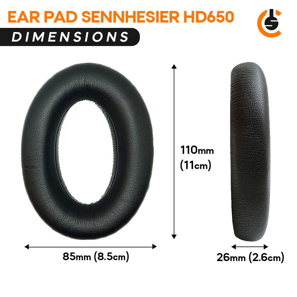 CentralSound Replacement Ear Pads Cushion Set for Sennheiser HD650 HD600 HD580 HD660S HD565 HD545 HD535 HD6XX HD58X Headphones | Velour | Protein Leather | Black - CentralSound