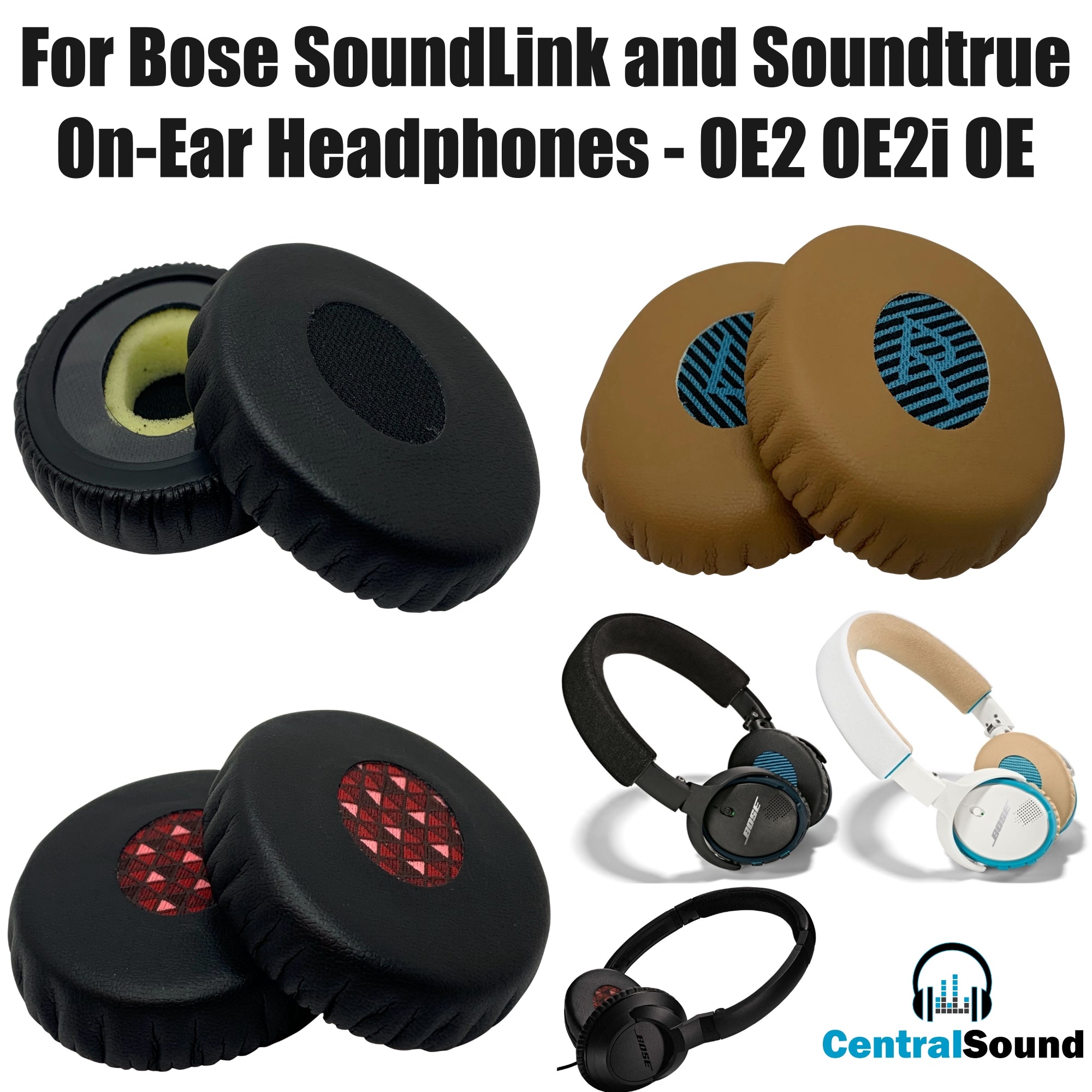 CentralSound Replacement Memory Foam Ear Pad Cushions for Bose SoundTrue and SoundLink On-Ear OE OE2 OE2i Headphones - CentralSound