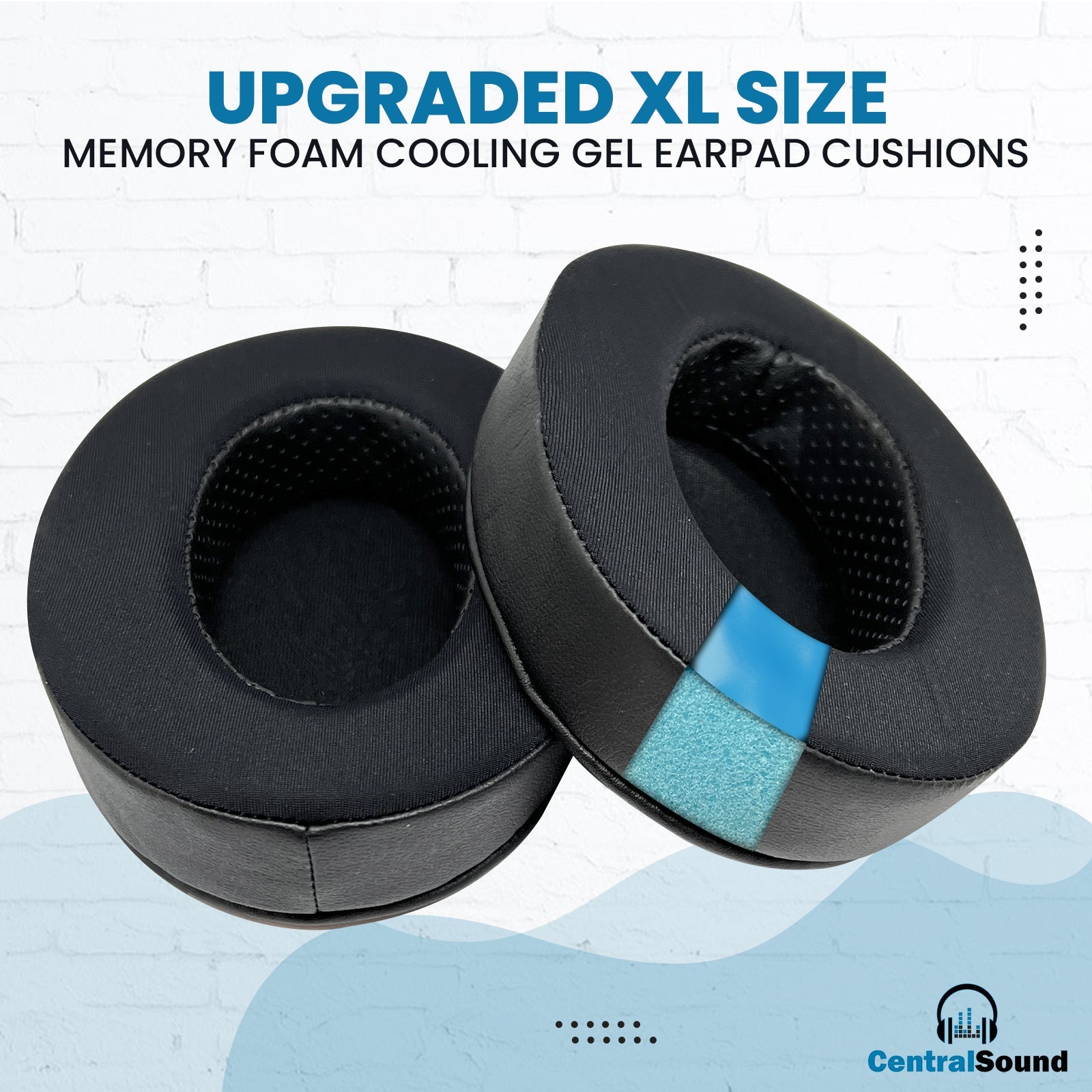 CentralSound Coolers XL Cooling Gel and Memory Foam Oval Ear Pad Cushions - CentralSound