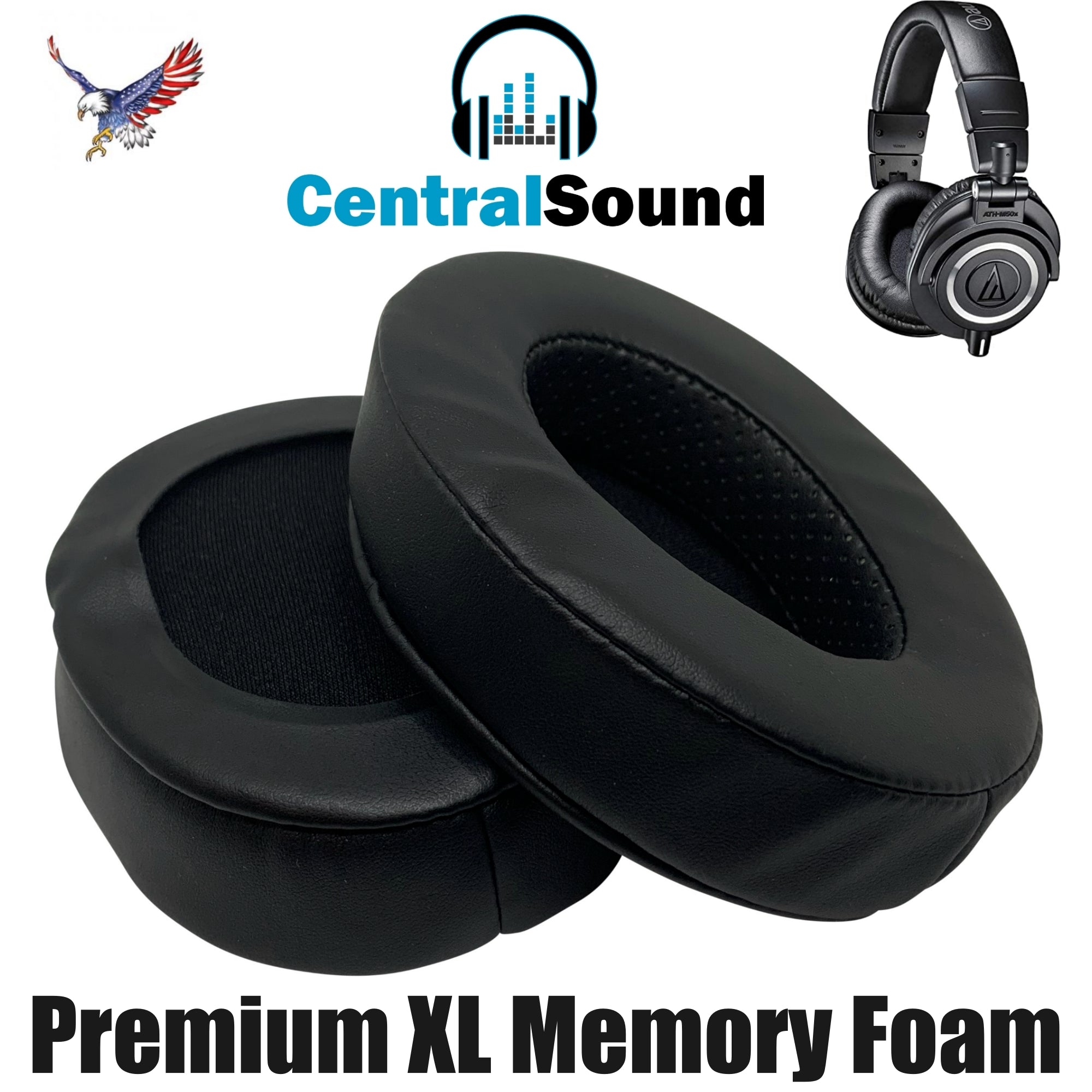 CentralSound Premium XL Memory Foam Ear Pad Cushions for Audio-Technica Headphones - CentralSound