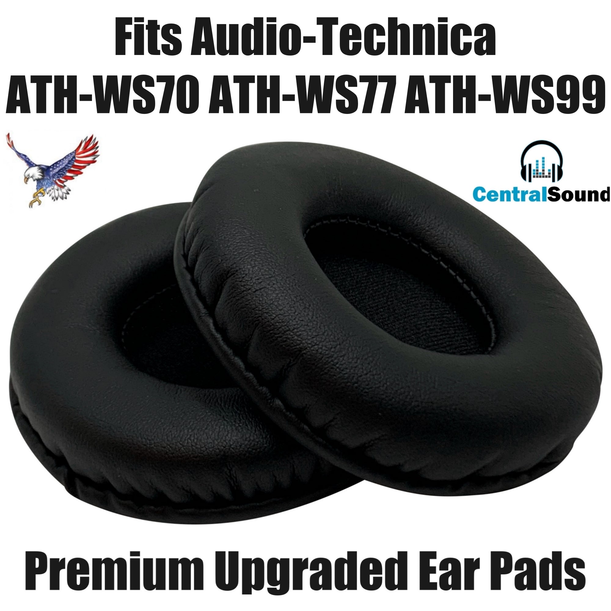 Premium CentralSound Replacement Ear Pad Cushions for Audio-Technica Headphones ATH-WS70 ATH-WS77 ATH-WS99 - CentralSound