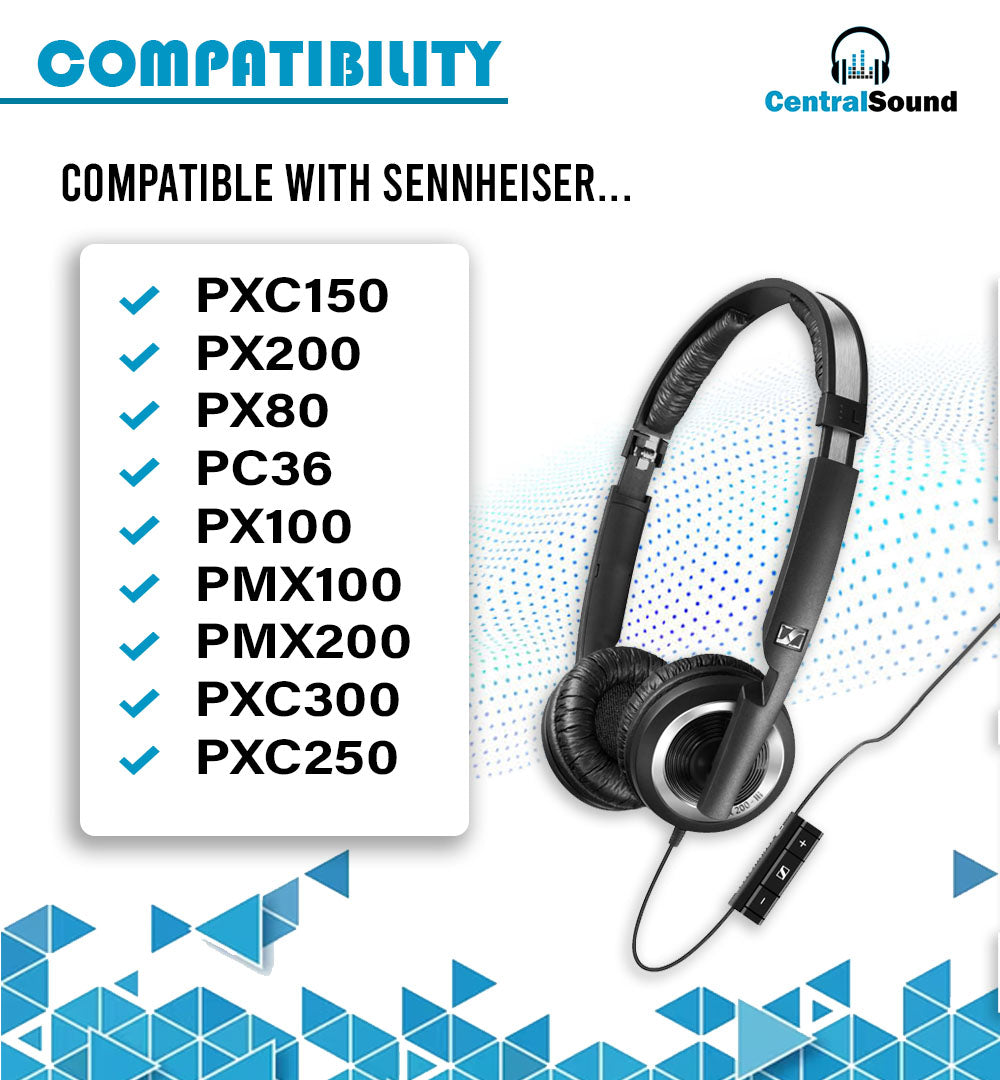 Sennheiser PX200 PX80 PC36 PX100 PMX100 PMX200 PXC300 Ear Pad and Headband Cushion Replacements - CentralSound