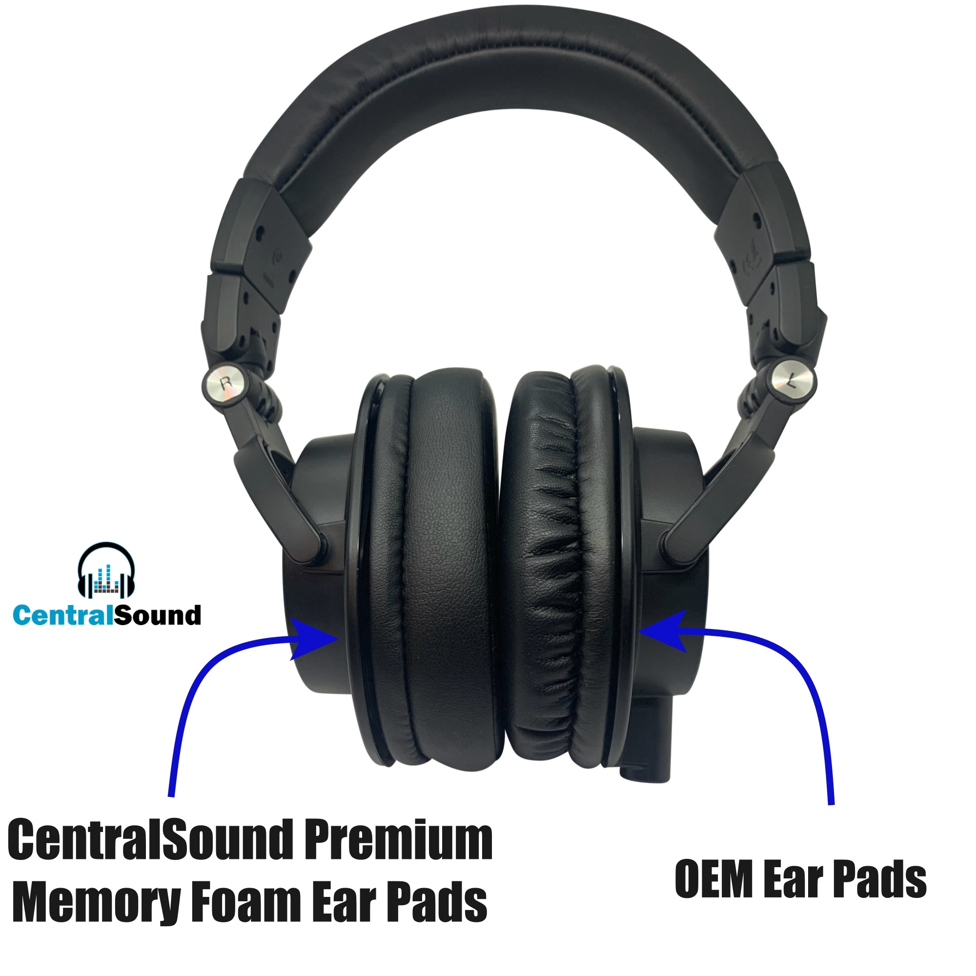 CentralSound Premium Memory Foam Ear Pad Cushions for Audio-Technica M Series Headphones - CentralSound