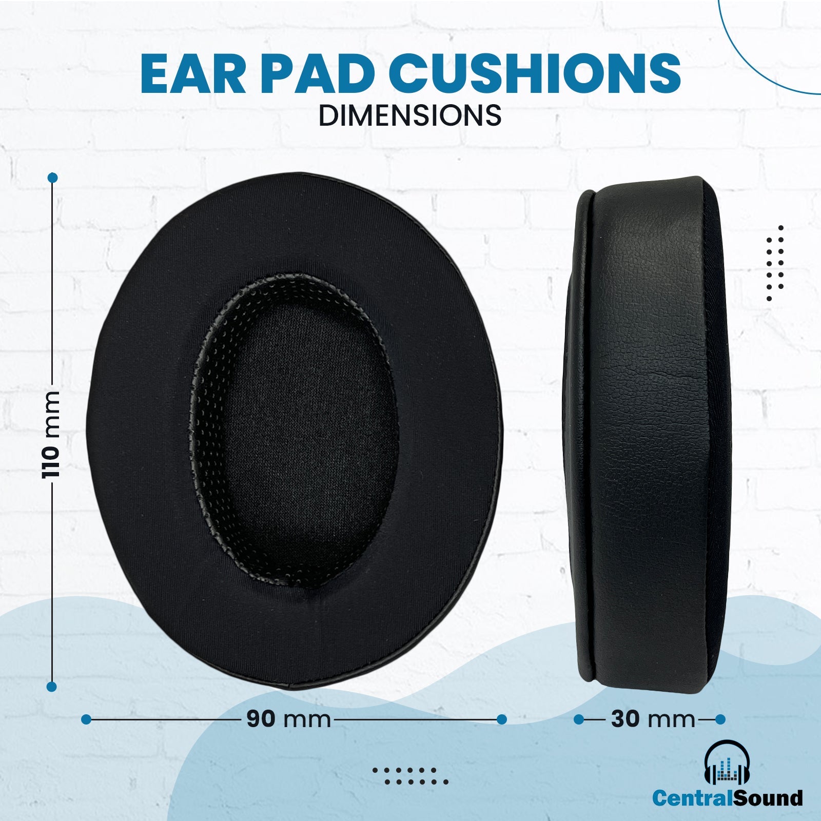 CentralSound Coolers XL Cooling Gel and Memory Foam Oval Ear Pad Cushions - CentralSound