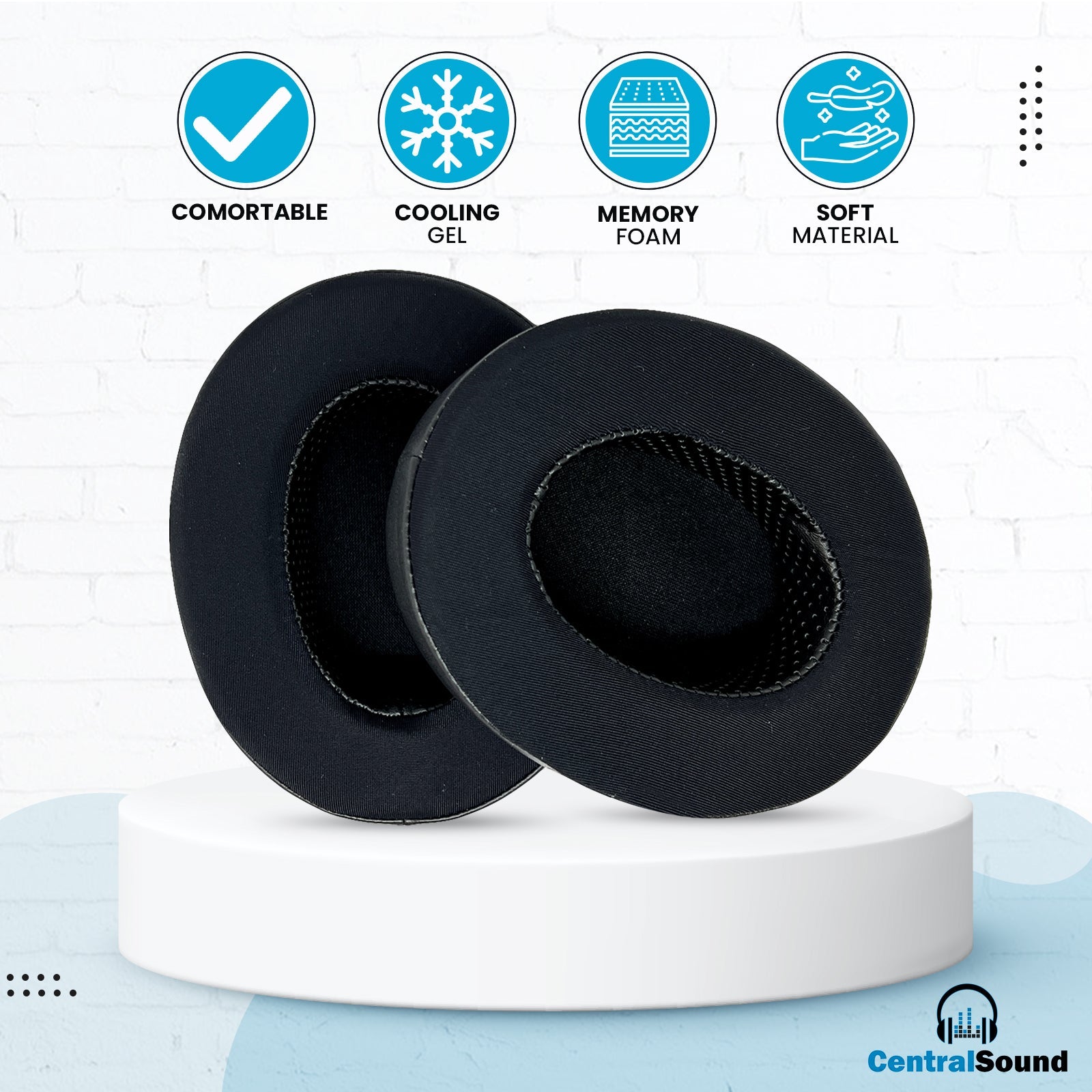 CentralSound Coolers XL Cooling Gel and Memory Foam Oval Ear Pad Cushions - CentralSound