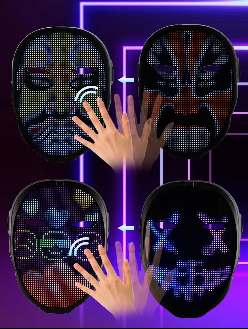 Halloween Party Full Color LED Face-Changing Glowing Mask APP Controlled - CentralSound