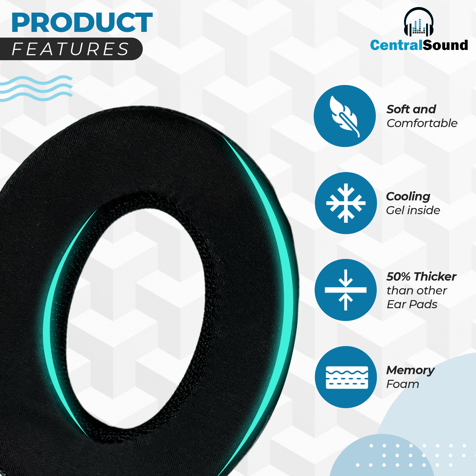 CentralSound Coolers Bose SoundTrue Around-Ear Wireless II AE1 AE2 AEII AEIIi AE2i Cooling Gel Ear Pad Replacement Cushions with Memory Foam - CentralSound