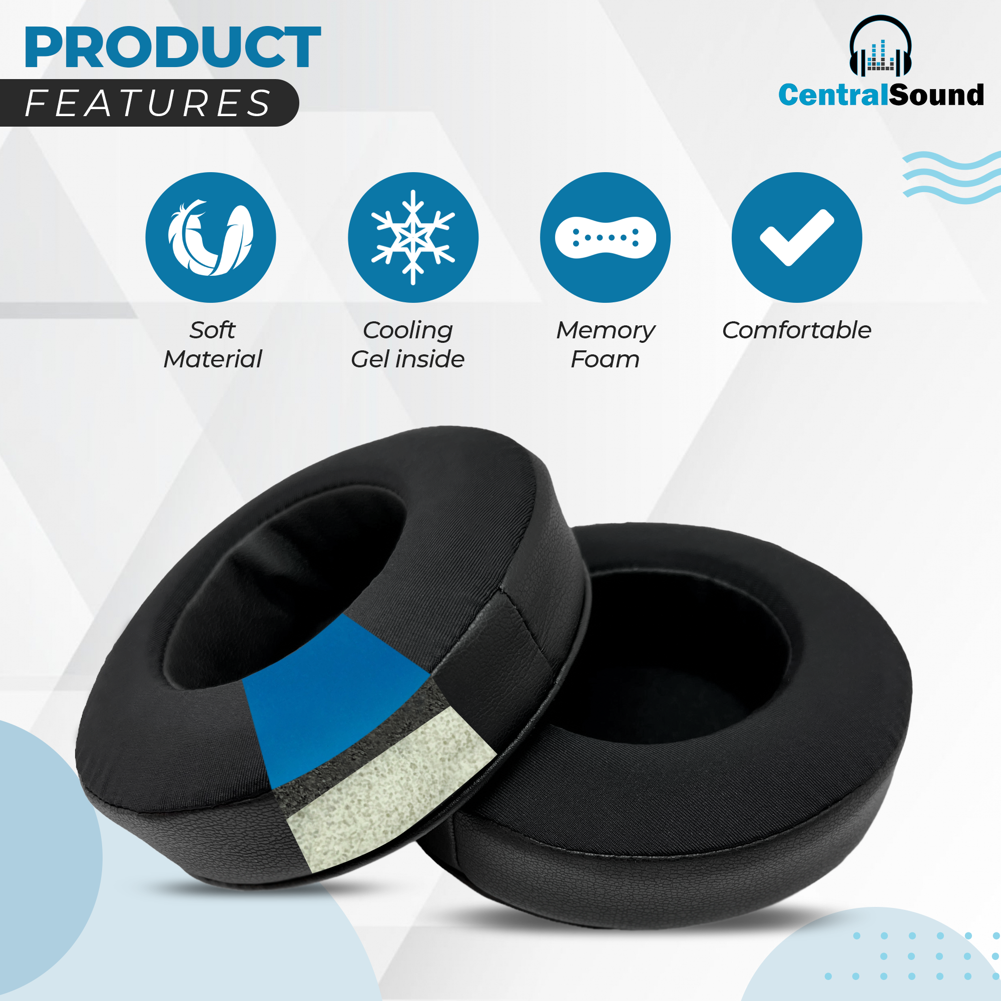 CentralSound Premium Replacement Ear Pad Cushions for Beyerdynamic DT 770 DT990 PRO DT 770 PRO DT 880 PRO DT 990 - 100mm - CentralSound
