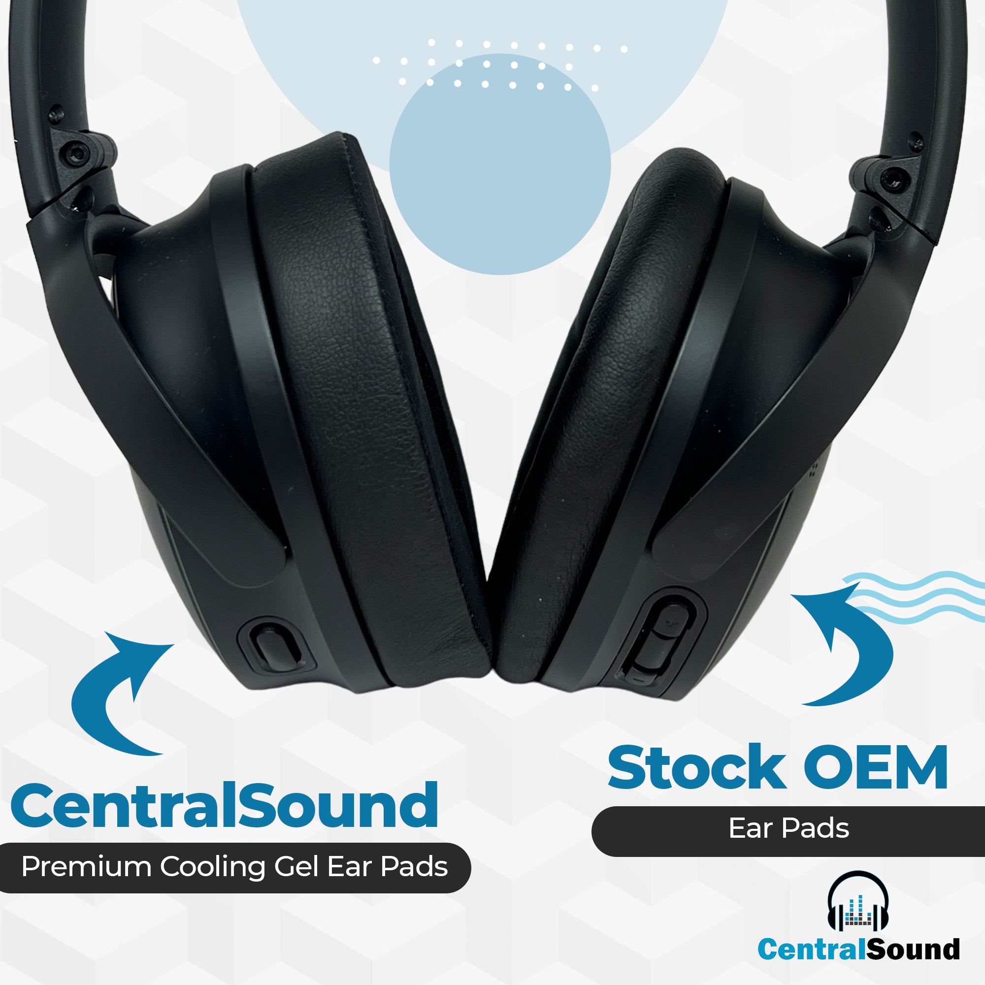 CentralSound Coolers Bose SoundTrue Around-Ear Wireless II AE1 AE2 AEII AEIIi AE2i Cooling Gel Ear Pad Replacement Cushions with Memory Foam - CentralSound