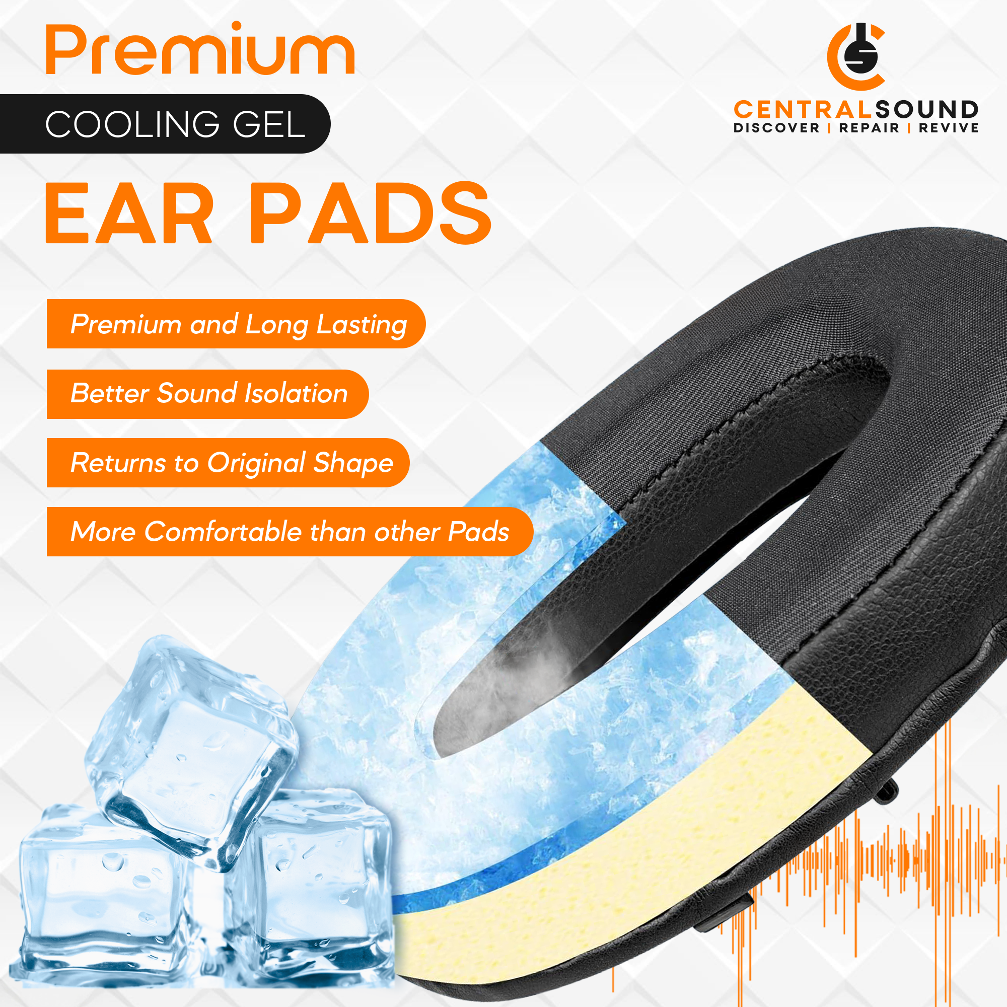 CS Cooling Gel Ear Pad Cushions for Sony MDR-1000X WH-1000XM2 - CentralSound