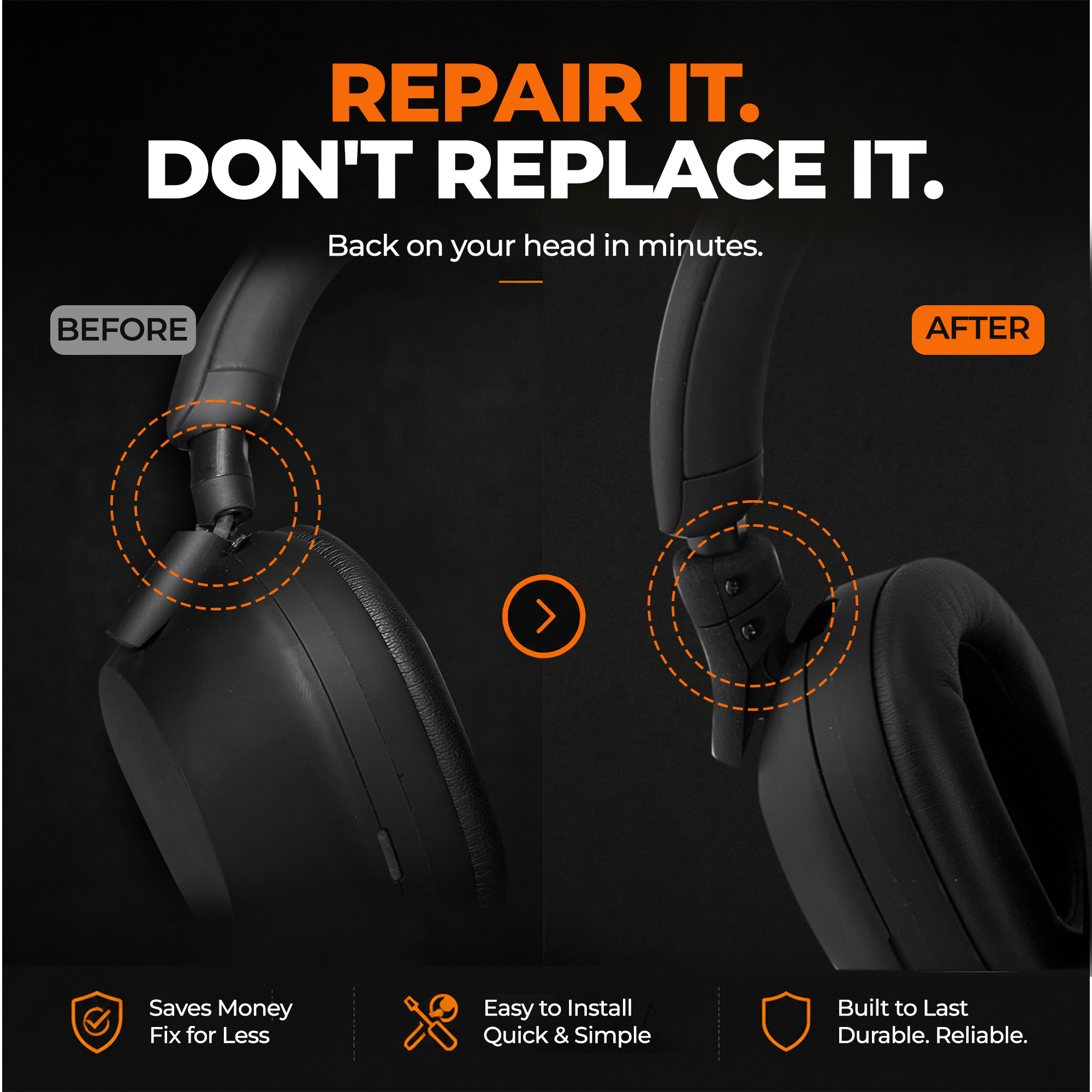 CS Parts Repair Kit for Sony WH-1000XM5 XM5 Headphones Broken Headband Hinge - CentralSound