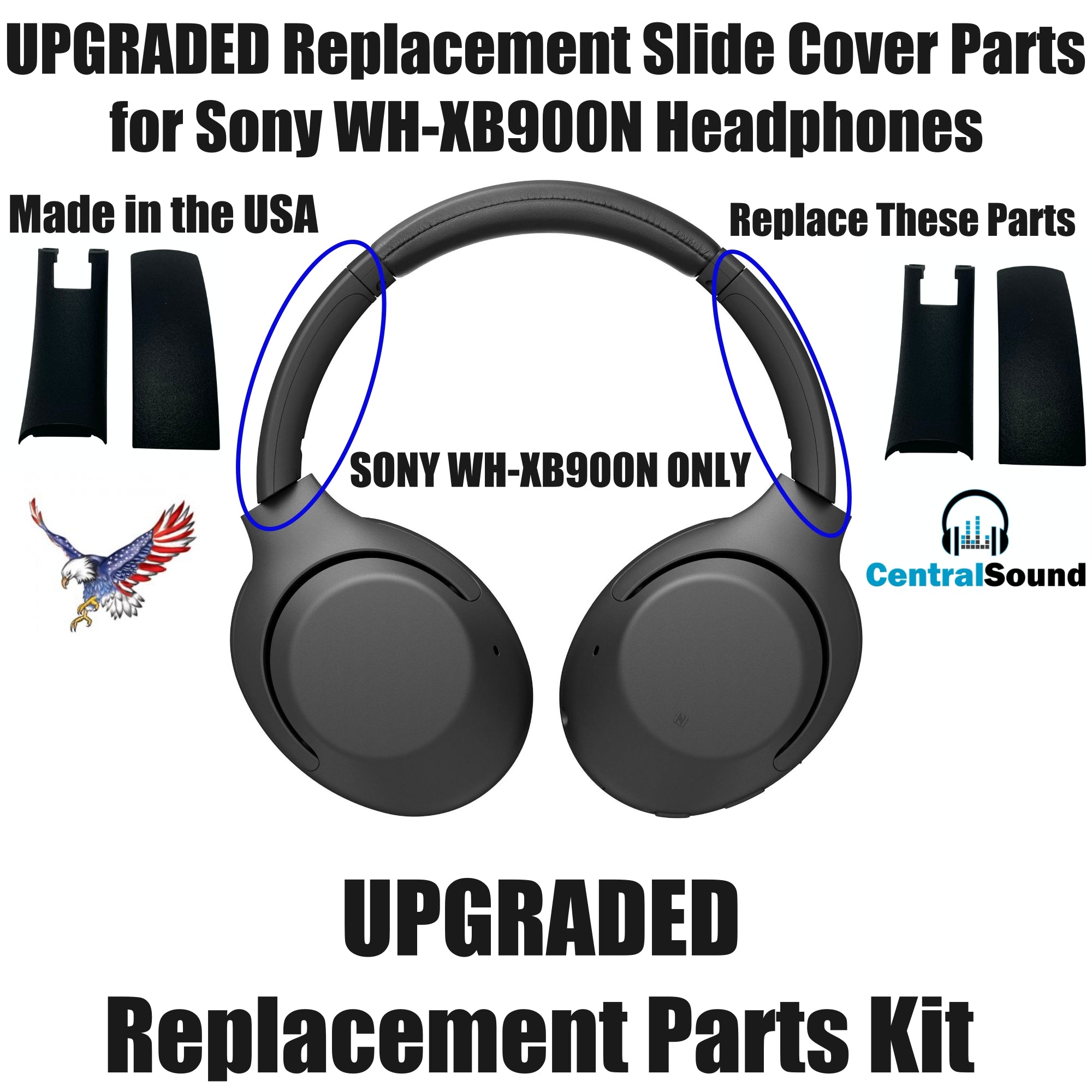 Replacement Side Cover Slider Parts UPGRADE KIT for Sony WH-XB900N WHX