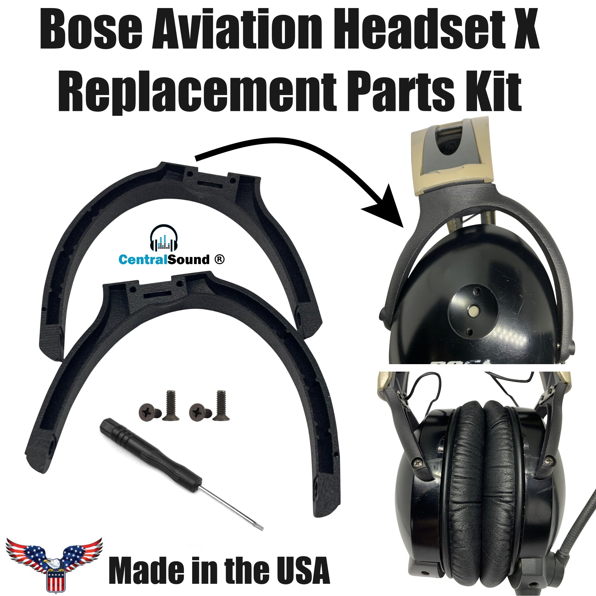 Bose Aviation Headset X (A10) Kit Upgrade Yoke Ear Cup Mount