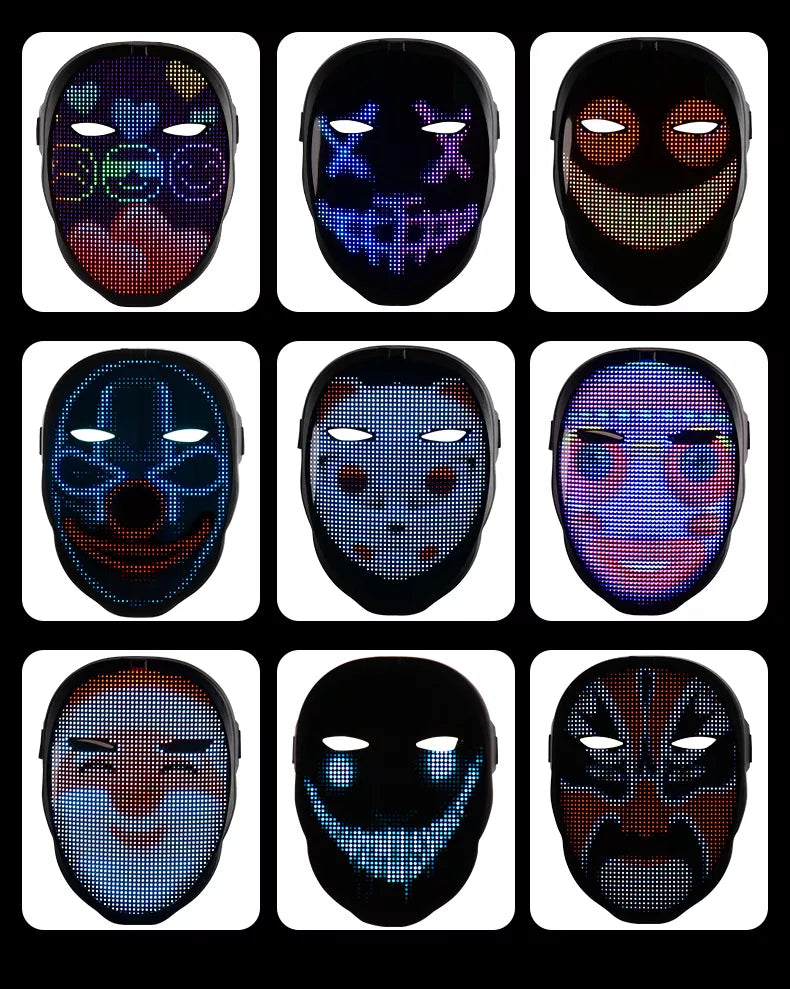 Halloween Party Full Color LED Face-Changing Glowing Mask APP Controlled - CentralSound