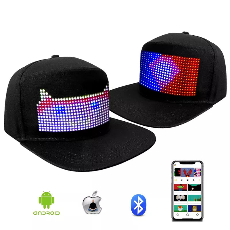 LED Display Baseball Snap-Back Scrolling Design Custom Message Sign Cap Hat - CentralSound