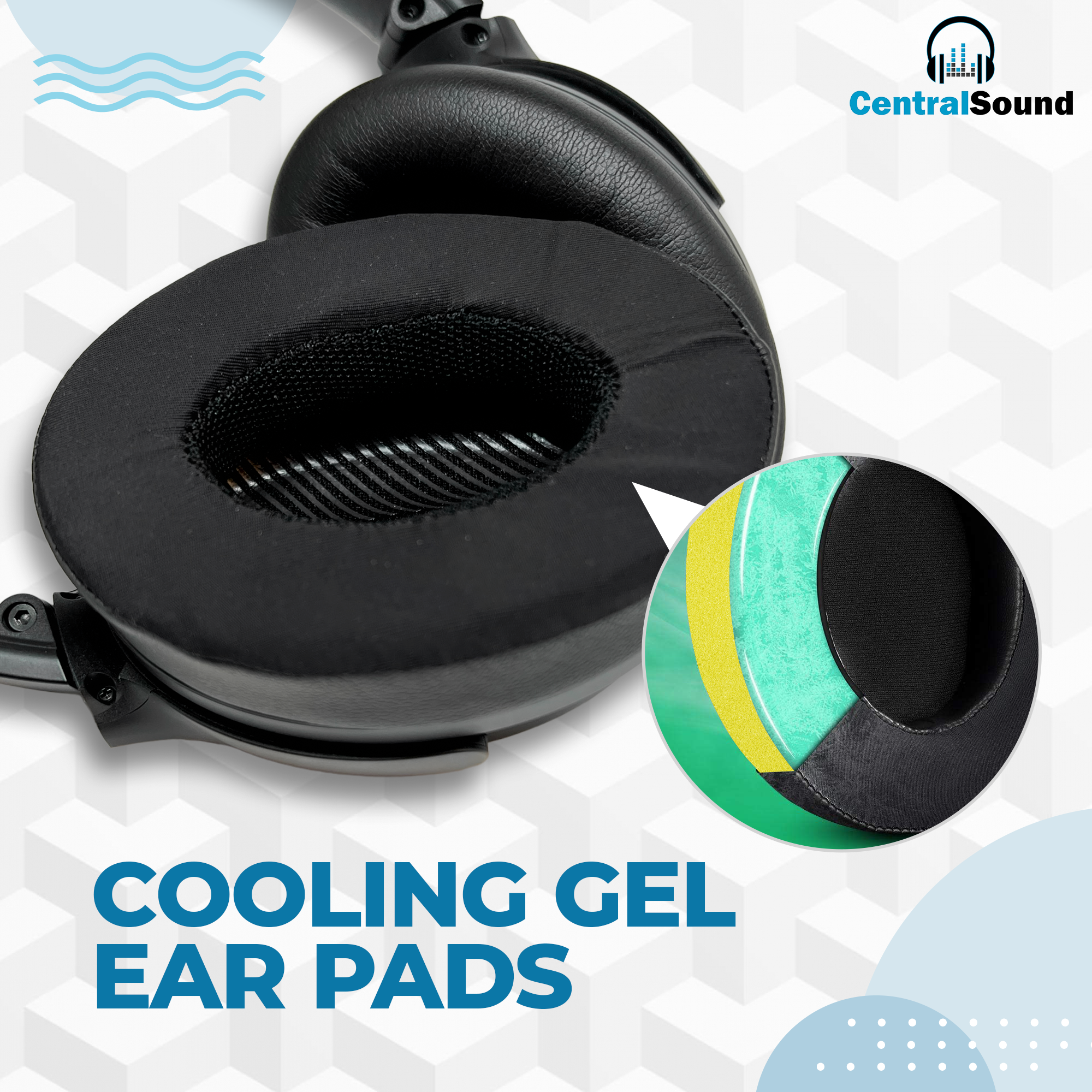 Bose QuietComfort QC35 QC35 II QC45 QC25 QC15 QC2 QC35 2 Cooling Gel Ear Pad Replacement Cushions with Memory Foam by CentralSound - CentralSound