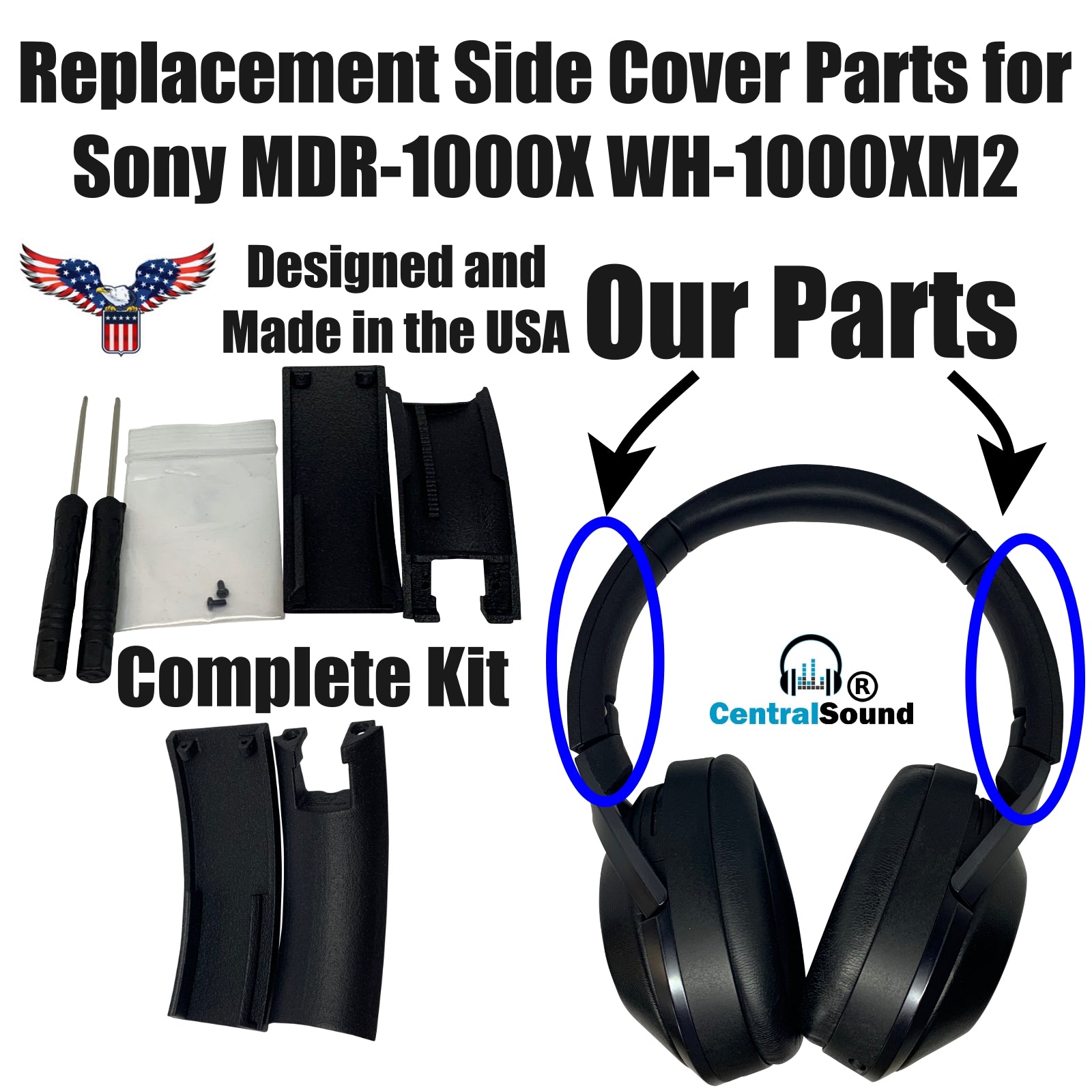 Replacement Side Cover Slider Parts UPGRADE KIT for Sony WH-1000XM3 WH