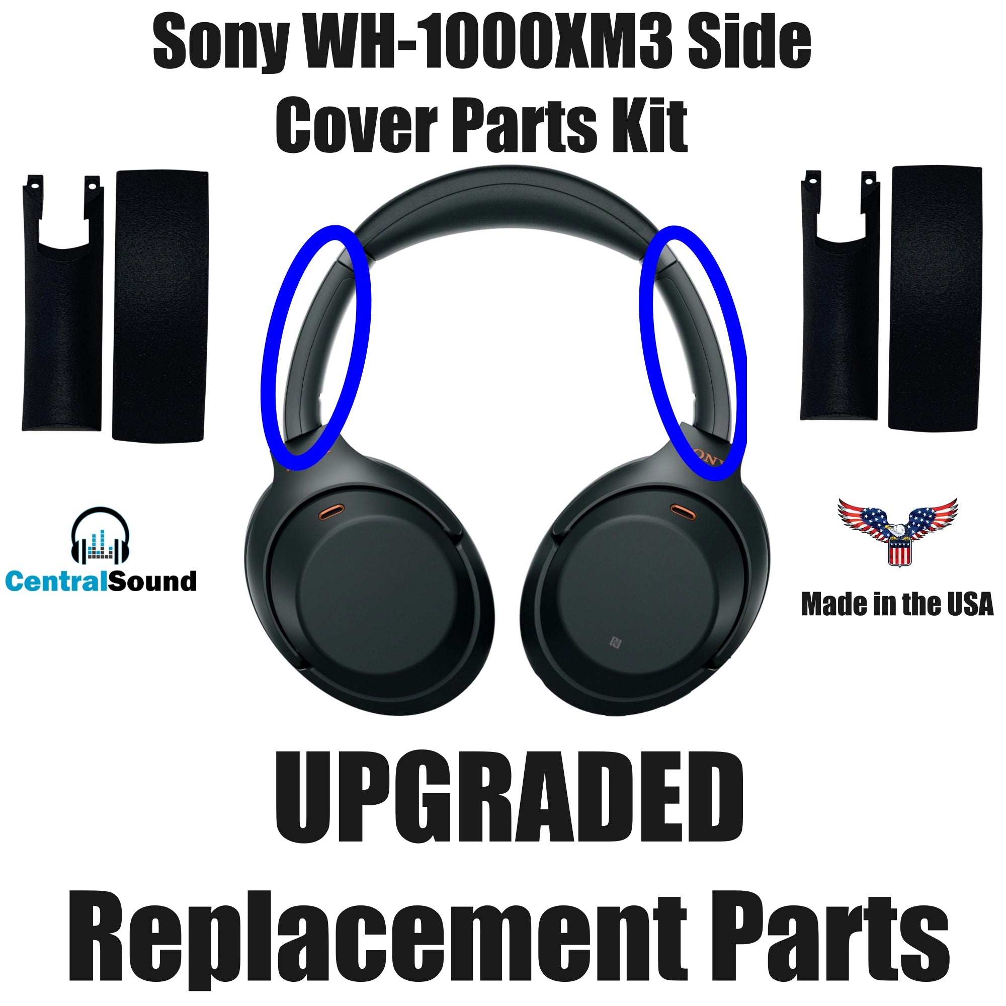 Replacement Side Cover Slider Parts UPGRADE KIT for Sony WH-1000XM3 WH1000XM3 Headphones - CentralSound
